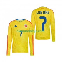 Camisola Colômbia Luis Diaz 7 Homem Equipamento Primeiro Copa do Mundo 2026 Manga Comprida